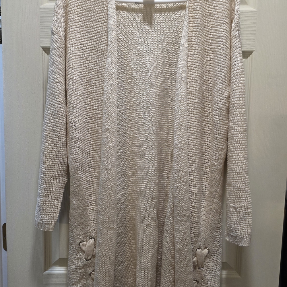 Terra & Sky Women's Beige Open-Front Cardigan